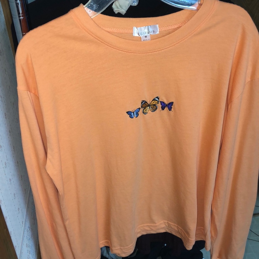 Orange butterfly top